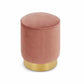 Hetherington Small Brass Base Pouffe, Blush Pink Velvet, 35x35x40cm