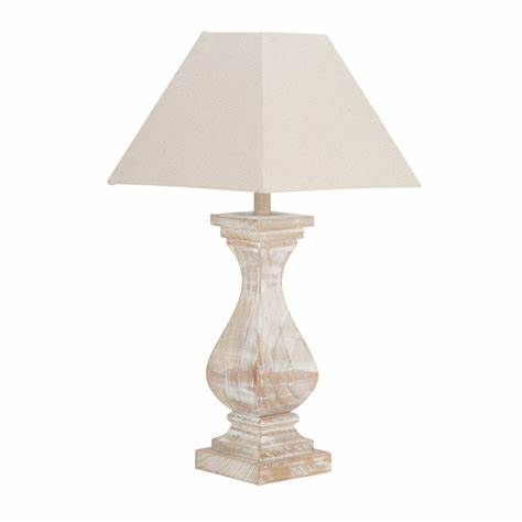 Wooden Urn Square Table lamp