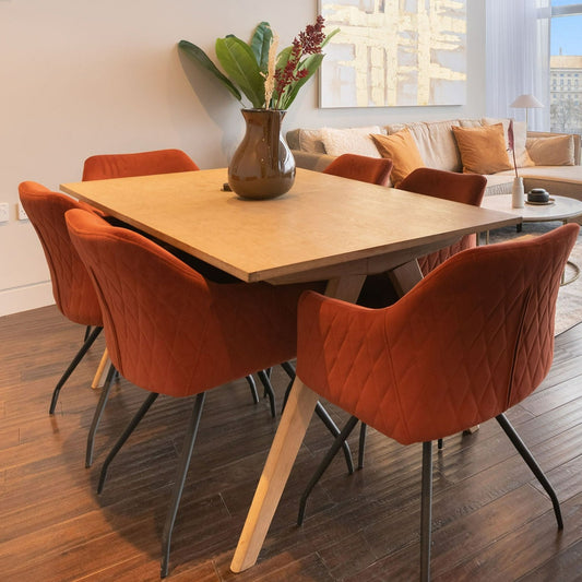 Natural Wooden Dining Table, Natural, 160x85x205cm