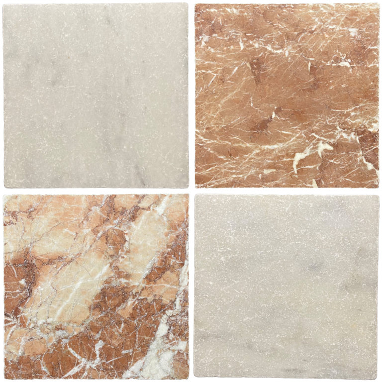 Classic Rosso Di Scacchi Tumbled Marble, 400x400x12