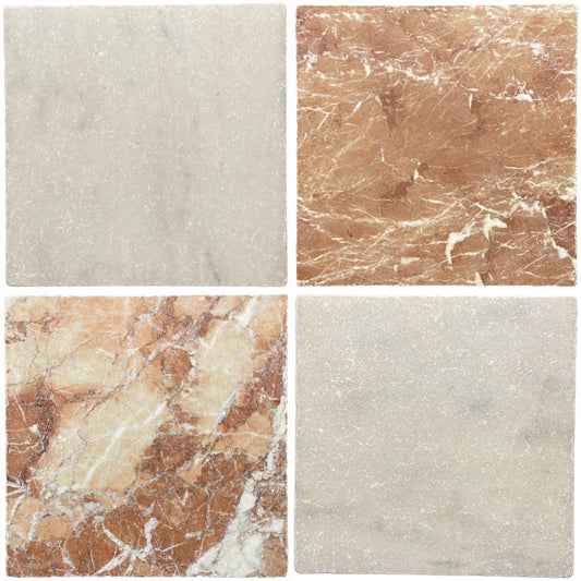Classic Rosso Di Scacchi Tumbled Marble, 400x400x12