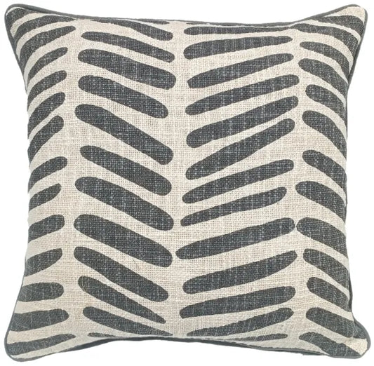 Malini Isi Black Cushion BROKEN LINE PRINT ON LOOSE WEAVE BLACK 45 X 45