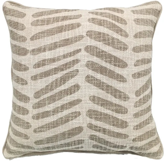 Malini Isi Taupe Cushion BROKEN LINE PRINT ON LOOSE WEAVE TAUPE 45 X 45