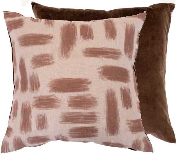 Malini Kentish Taupe Cushion ABSTRACT PRINTED LINES ON LINEN TAUPE 45 X 45