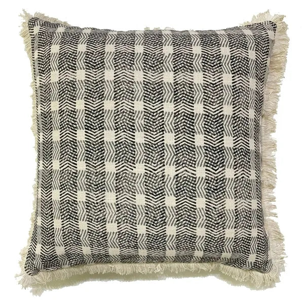 Malini Kuldeep Slate Cushion CHECKERED BLOCK PRINT 45 X 45
