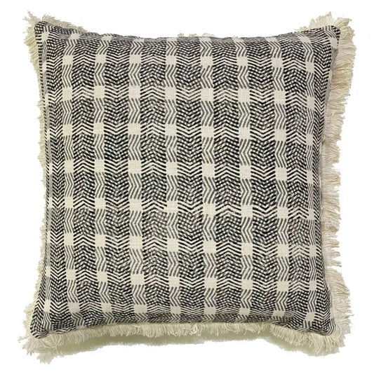 Malini Kuldeep Slate Cushion CHECKERED BLOCK PRINT 45 X 45