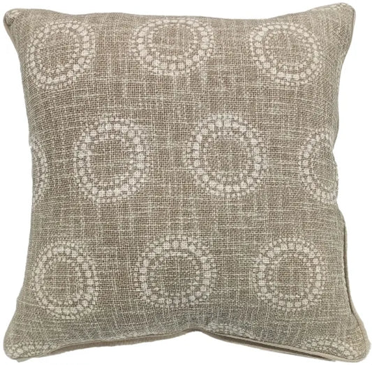 Malini Una Taupe Cushion CIRCULAR DOT PRINT ON LOOSE WEAVE 45 X 45