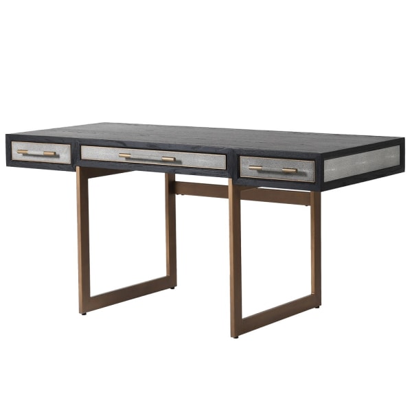 Kyoto Oak and Shagreen 3 Drawer Dressing Table, 77.5x160x70cm