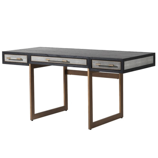Kyoto Oak and Shagreen 3 Drawer Dressing Table, 77.5x160x70cm