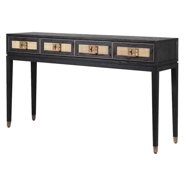 Ebony 4 Drawer Console Table, 91x160x40cm