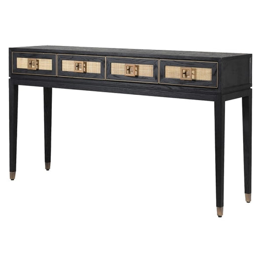 Ebony 4 Drawer Console Table, 91x160x40cm
