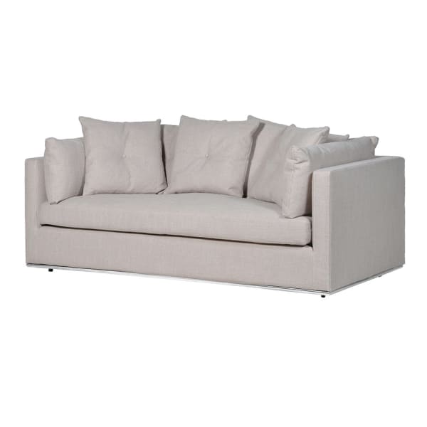 Natural 2 Seater Sofa with Steel Base Detail, 84x190x100cm