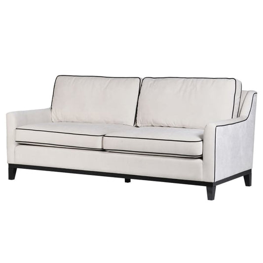 Cream 3 Seater Sofa with Piping, 93x210x88cm