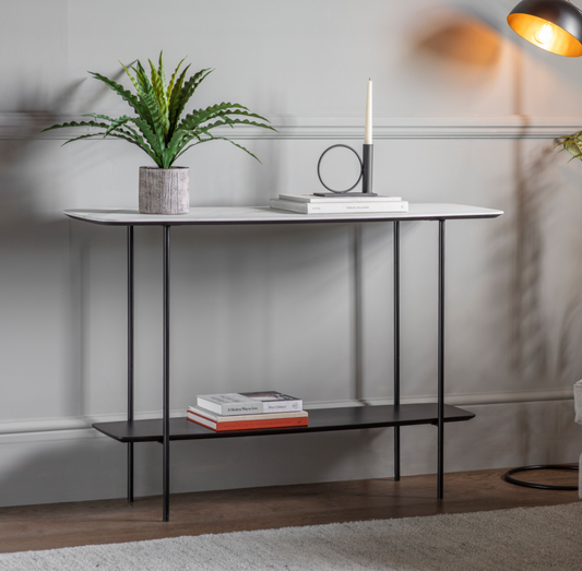 Ludworth Console Table Black Marble, 120x40x80cm