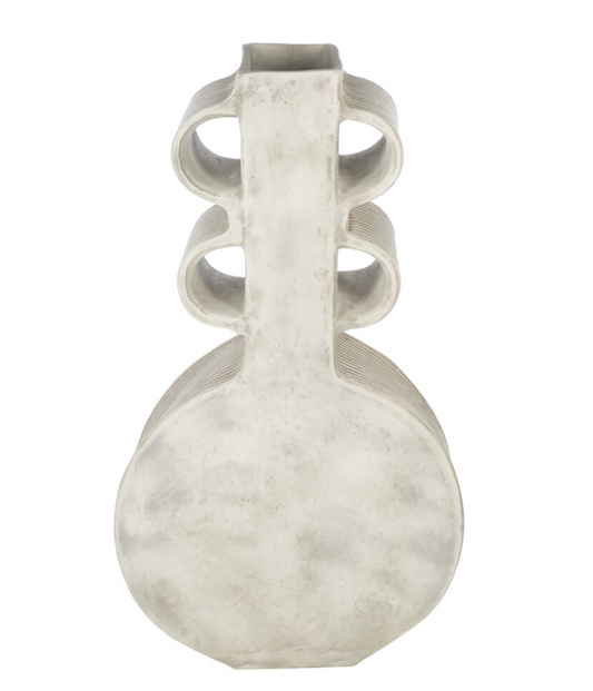 Round Faded White Wash Vase - Tall
