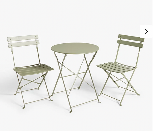 Camden 2-Seater Garden Bistro Table & Chairs Set, Sage Green
