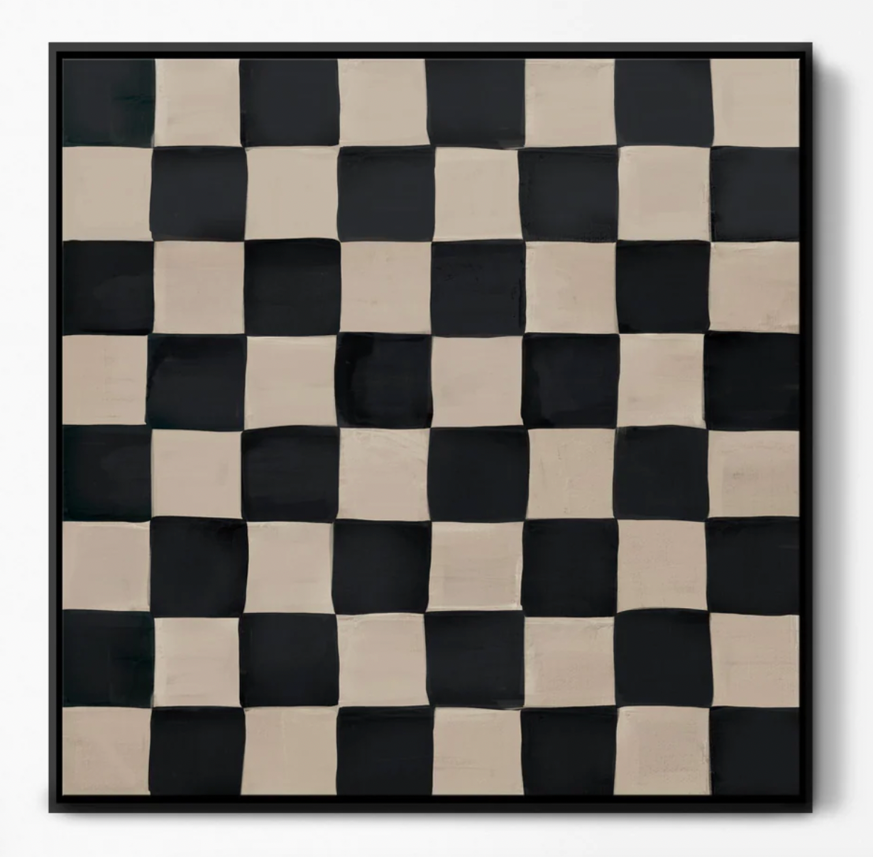 Black & Neutral Checkerboard Framed Canvas Art 85 x 85cm