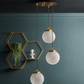 Heath Circular Ceiling Fitting Antiqued Brass with smaller espere in frosted waffle glass, 30x14x14cm
