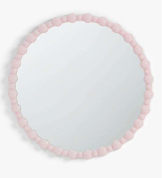 John Lewis + Matthew Williamson Bobbin Round Wall Mirror, 80cm, Pink