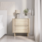 Light Wood Mid Century 2 Drawer Bedside Table - Emile Sustainable Furniture, 55x38x57cm