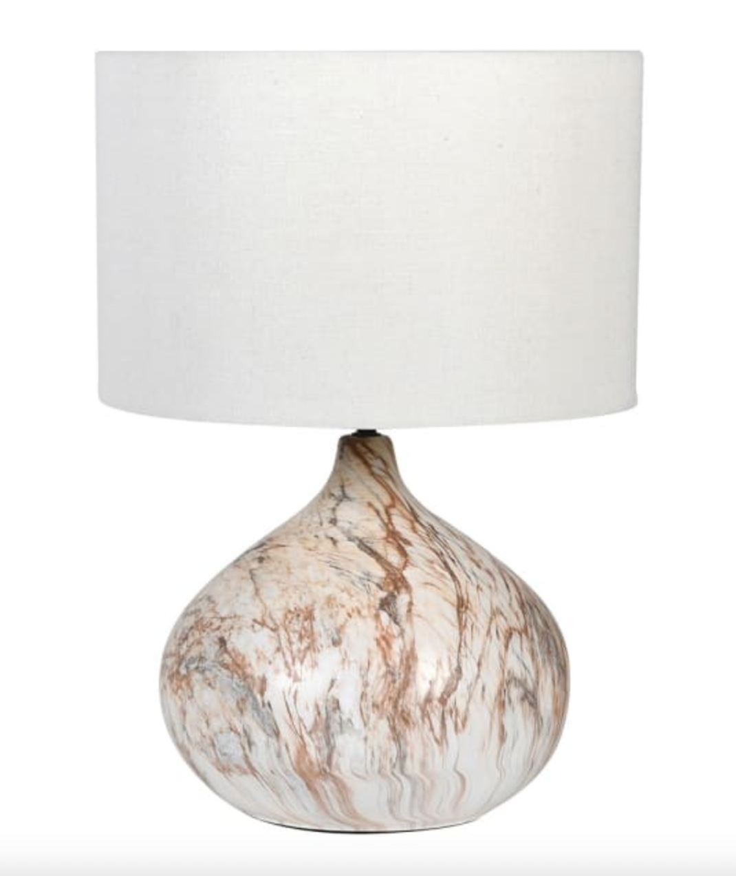 Brown and Blue Lamp with Linen Shade, 60x42cm