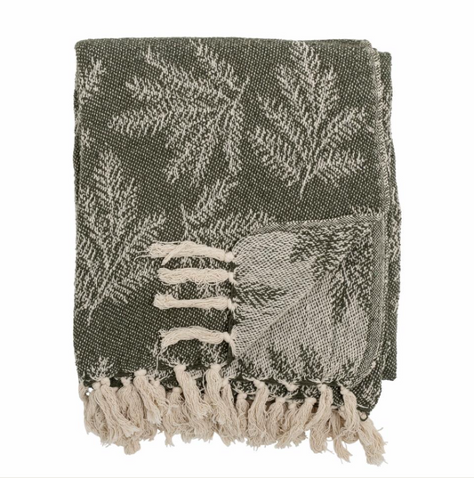 Gabriela Throw, Green, Recycled Cotton