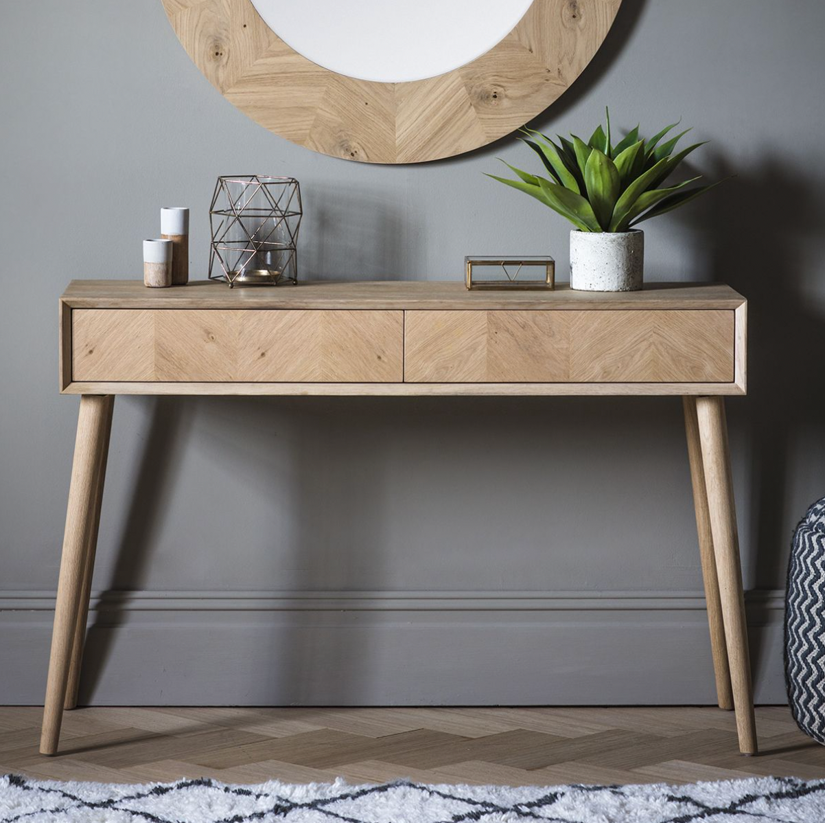 Milano 2 Drawer Console Table, 120x38x80cm