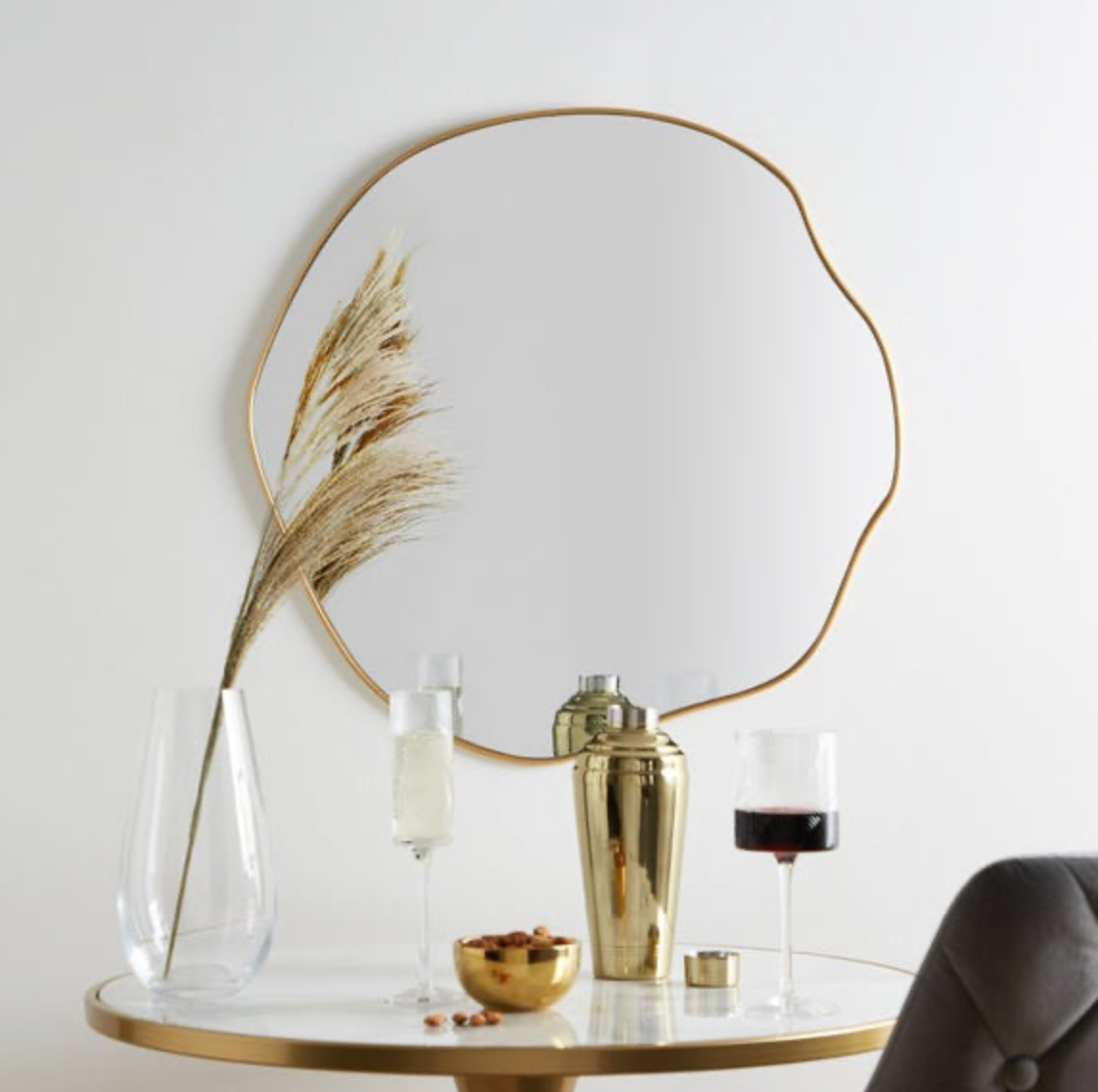 Pond Mirror Round Gold 63cm