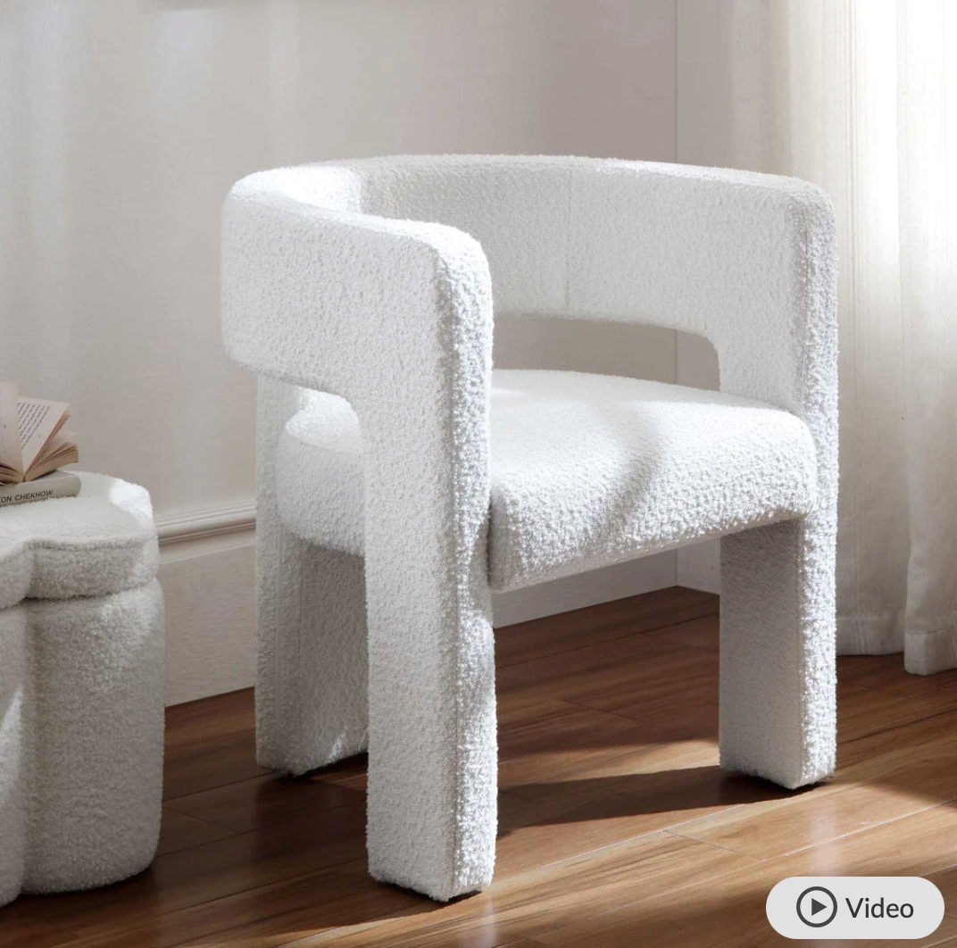 Greenwich White Boucle Dining Chair