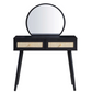 Frances Woven Rattan Dressing Table with Mirror, Black, 90x41x126cm