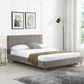 Sylvie Velvet Upholstered Bed Frame with Golden Chrome Legs (Grey), 144.5x202x90.5cm