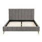 Sylvie Velvet Upholstered Bed Frame with Golden Chrome Legs (Grey), 144.5x202x90.5cm