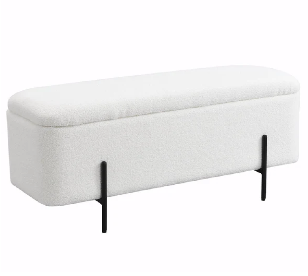 Jed Ecru Boucle 120cm Large Storage Ottoman Bench, 119x44x50.5cm