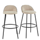 Barton - Champagne Velvet Upholstered Bar Stools with Contrast Piping, 48x43x90cm