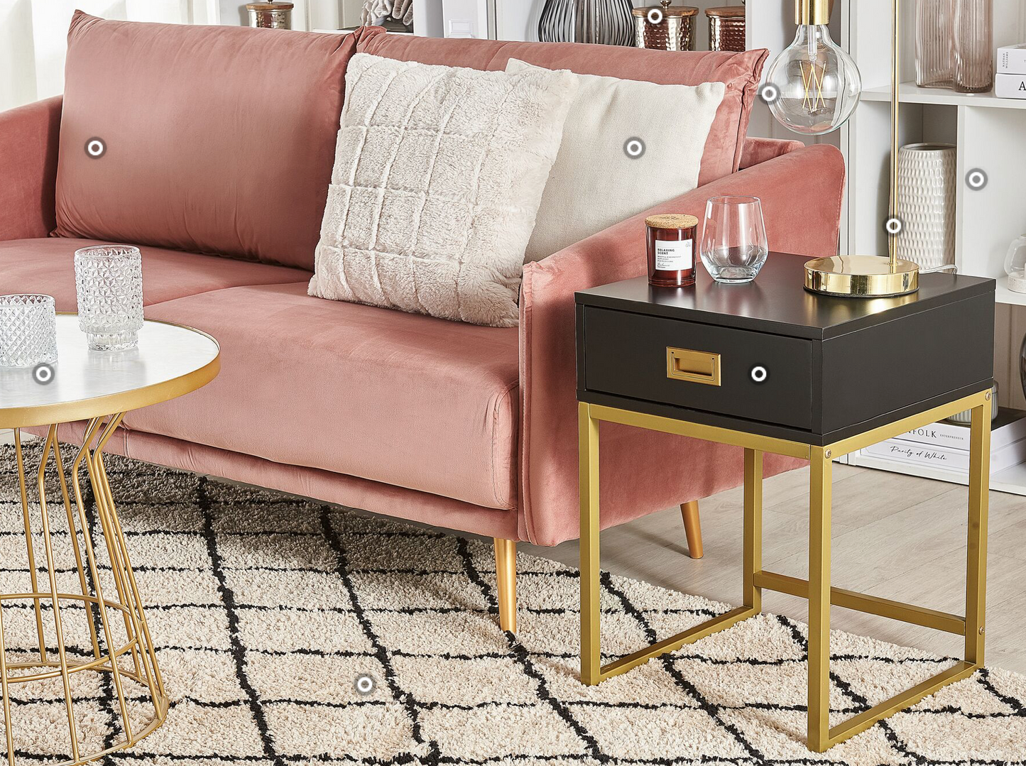 1 Drawer Side Table Black LARGO, 57x40x40cm