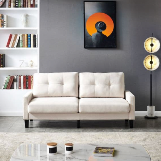 ENKO 2 Seater Beige Fabric Sofa, 89x191x77cm