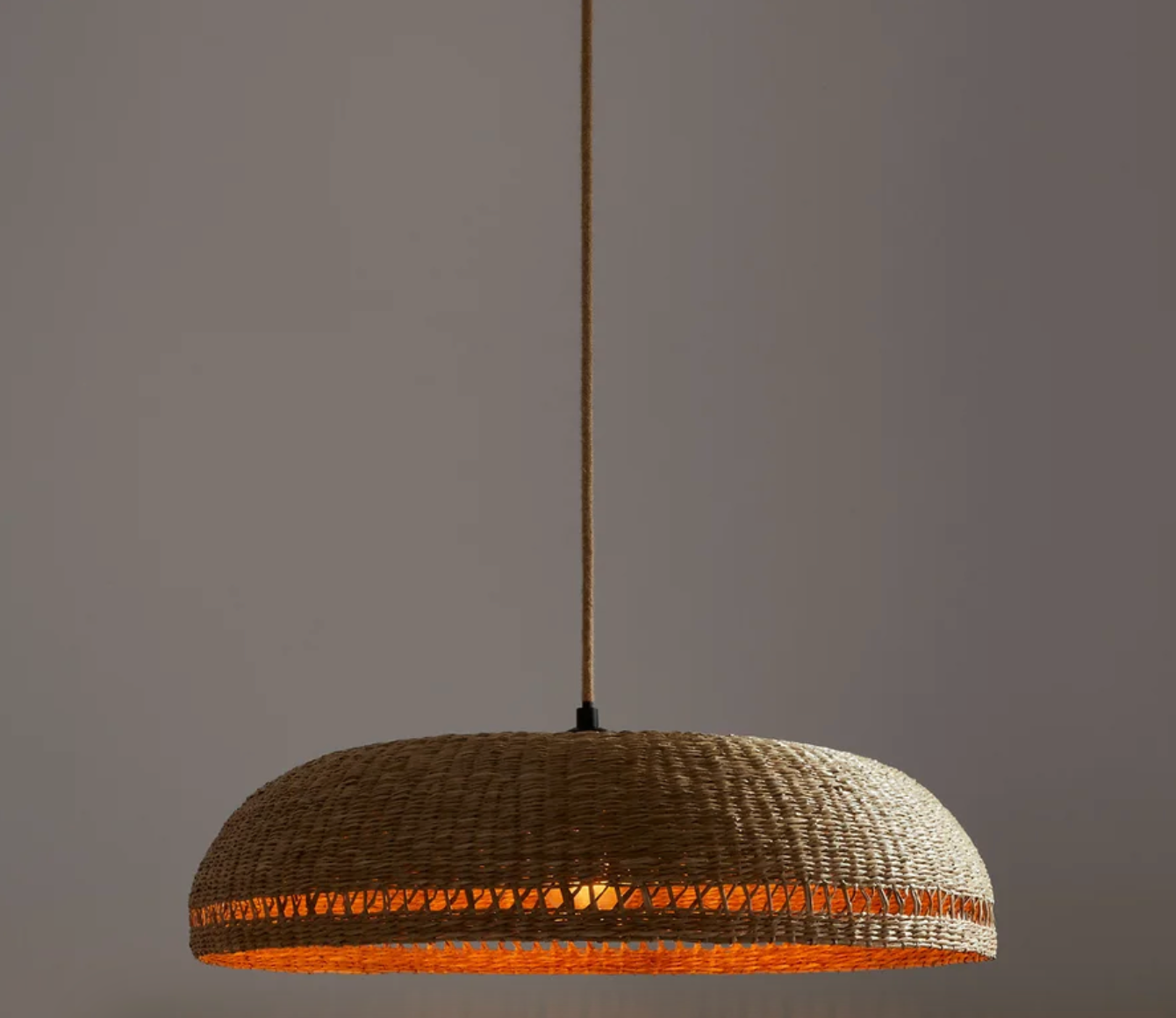 Jutlo Woven Grass 60cm Diameter Ceiling Light Shade, 60x15cm