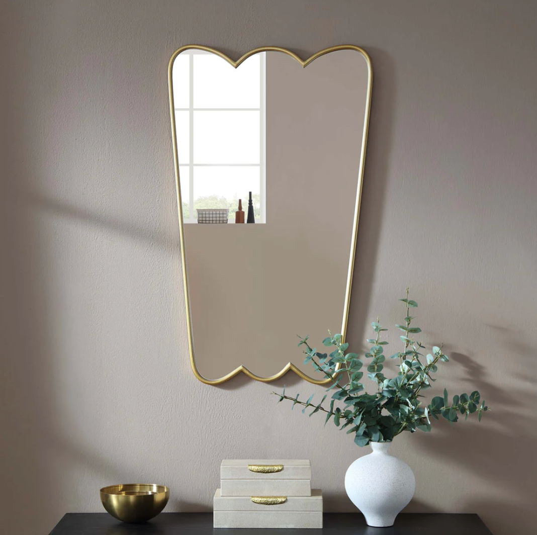 Berkeley Scalloped Edge Wall Mirror, Gold Effect