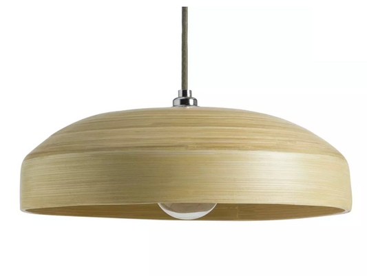 Habitat Abaya Spun Bamboo Pendant Shade - Cream, 11x37cm