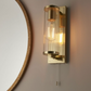 Visionary Lighting Compton IP44 Bathroom Wall Light in Satin Brass & Clear Ribbed Glass, 31.5x10x12cm