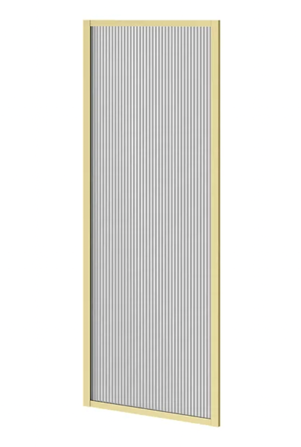 Arezzo Fluted Glass Brushed Brass Framed Fixed Bath Screen (500 x 1400mm)