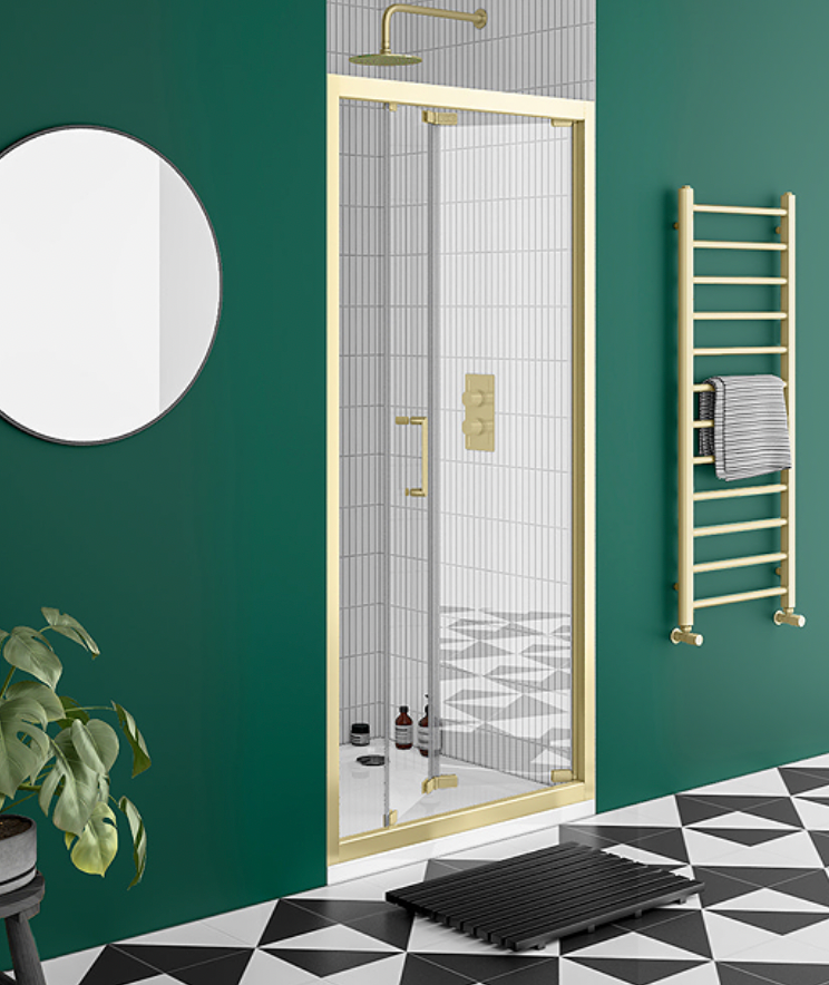 Toreno Brushed Brass 700 x 1850 Bi-Fold Shower Door