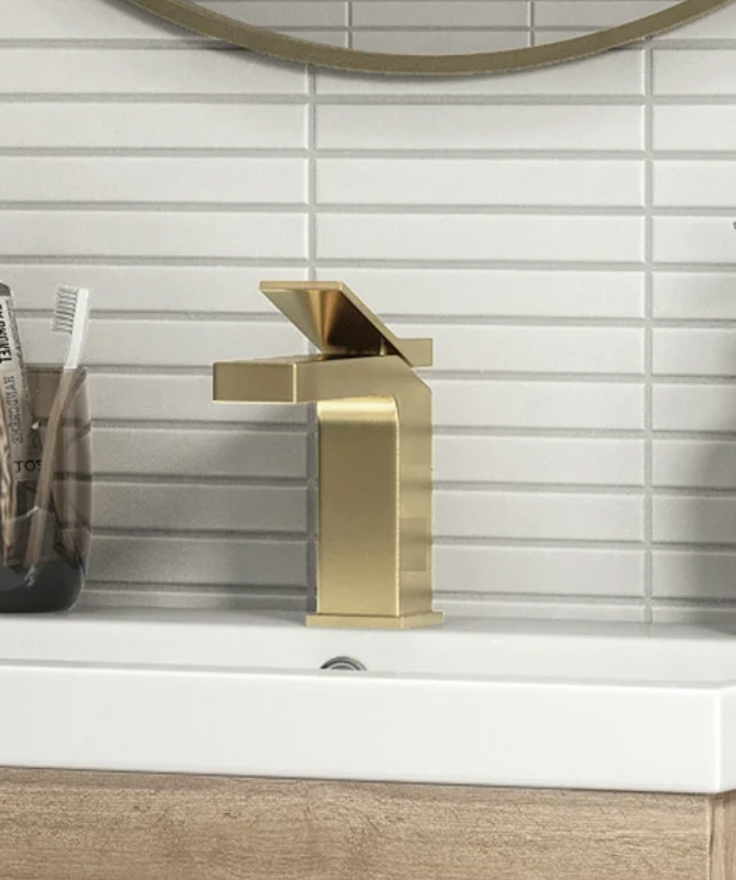 Arezzo Leva Mono Basin Mixer Tap Brushed Brass