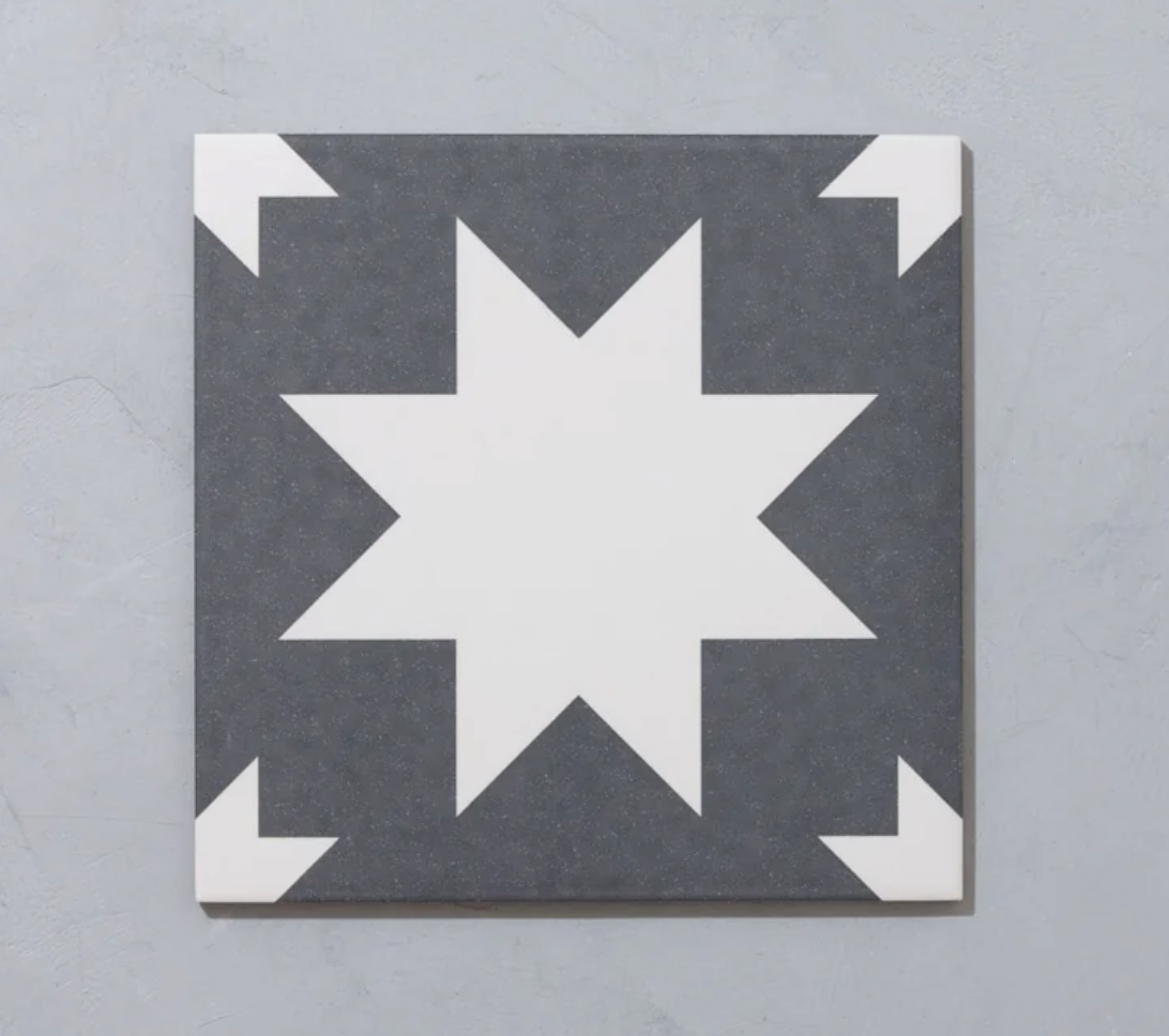 Bert & May Black Pradena Tile Porcelain 20 x 20cm - Thin