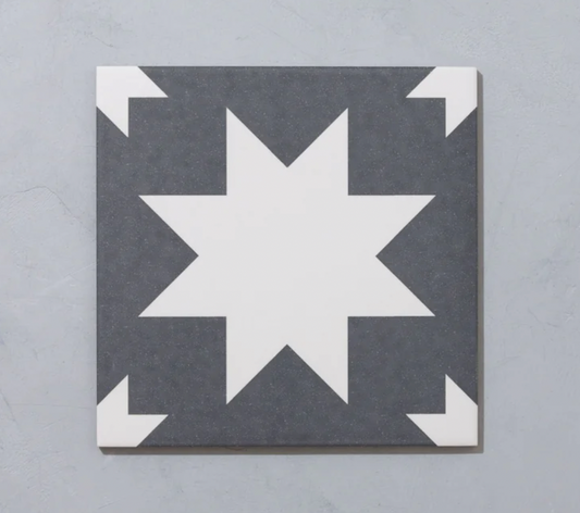 Bert & May Black Pradena Tile Porcelain 20 x 20cm - Thin