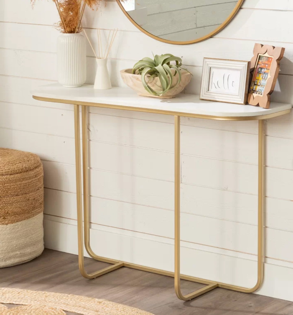 Dorothy Console Table - Gold, White Marble, 77x112x31cm