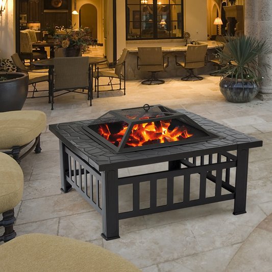 Hocking Steel Outdoor Fire Pit Table with Lid, 45x81x81cm