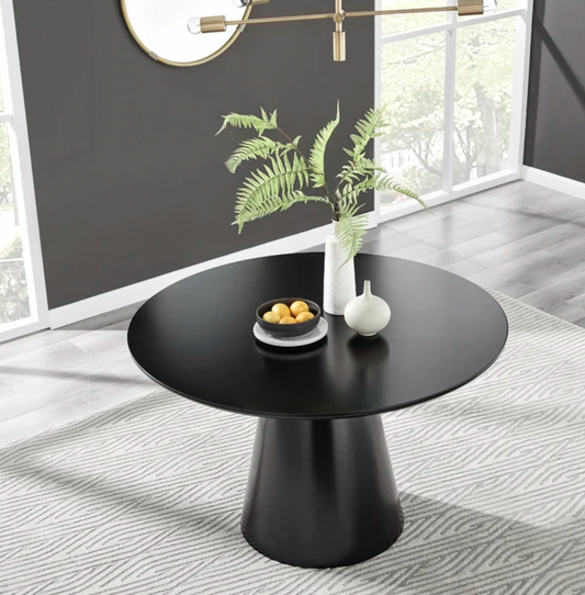 Chowchilla Statement Pedestal Dining Table, Black, 76x120x120cm