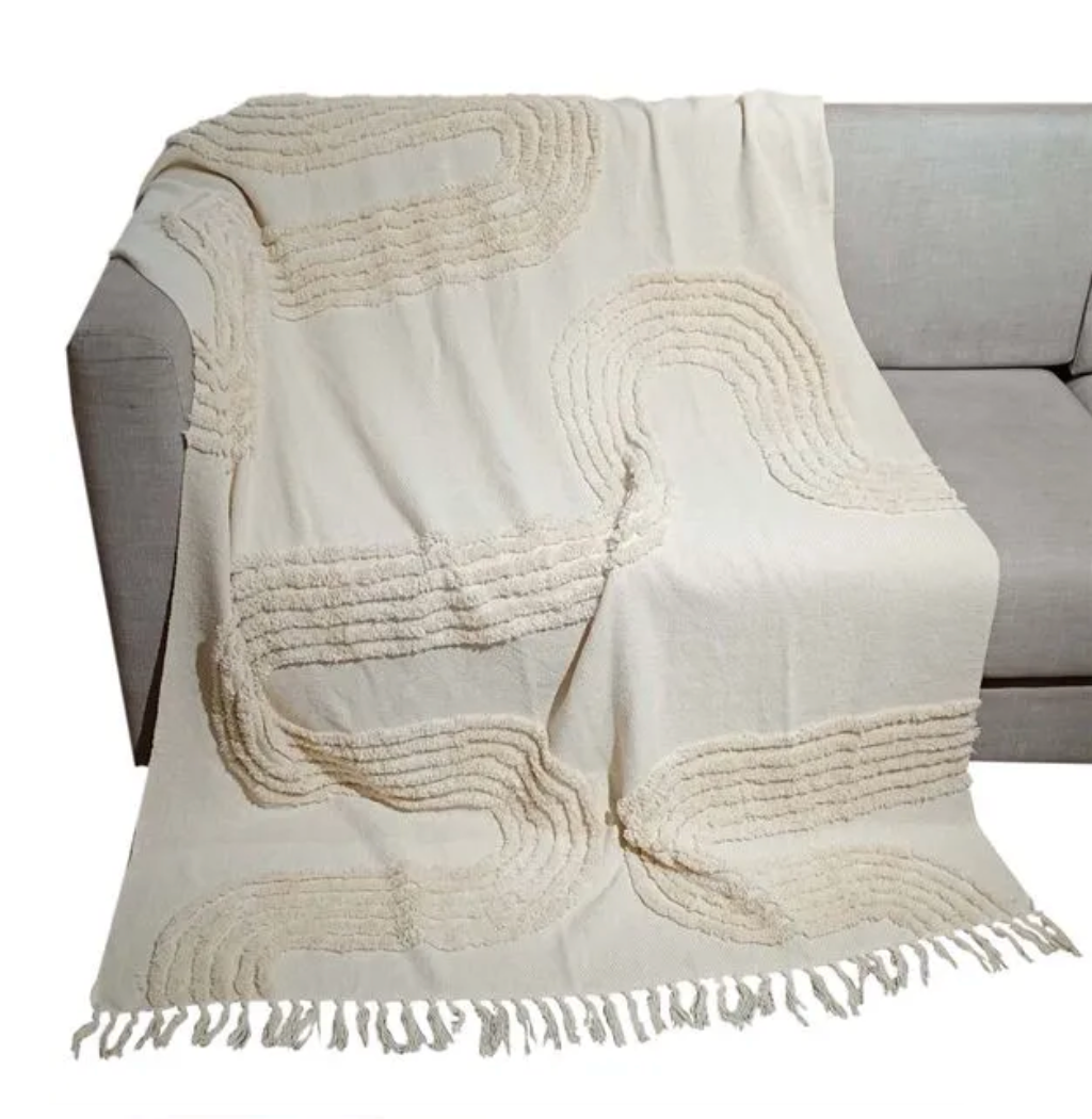 Malini Meridian Natural Throw 130 x 180