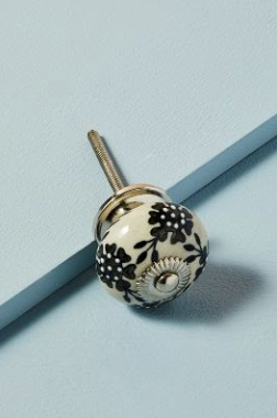 FLORAL CERAMIC KNOB - SILVER